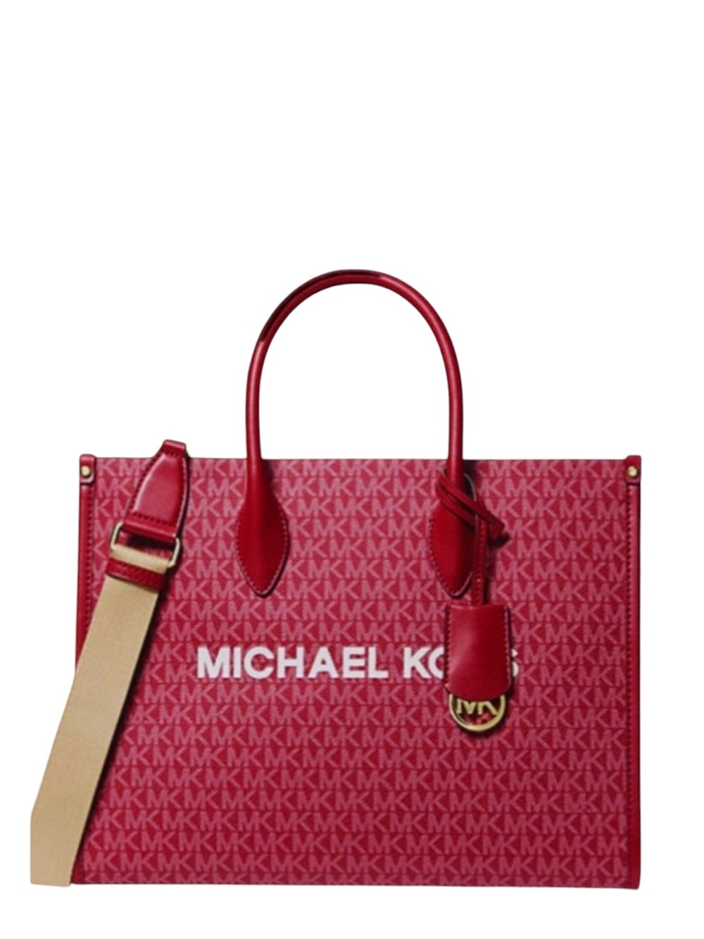 Michael Kors Mirella Large Signature Tote Bag in Cherry Red
